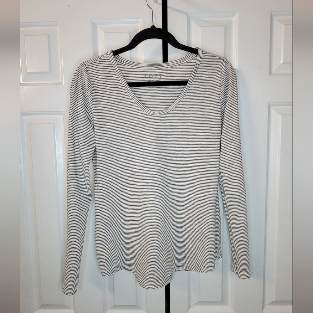 Loft long sleeve glitter strip top